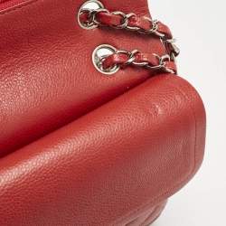 Chanel Red Quilted Caviar Leather Medium Classic Double Flap Bag