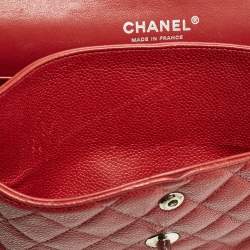 Chanel Red Quilted Caviar Leather Medium Classic Double Flap Bag