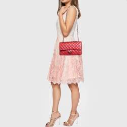 Chanel Red Quilted Caviar Leather Medium Classic Double Flap Bag