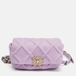 Chanel Lilac Quilted Jersey Fabric and Leather 19 Belt Bag