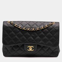 Chanel Black Jumbo Classic Caviar Double Flap Bag
