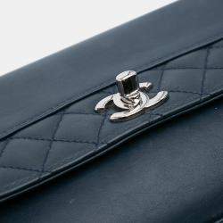 Pre Owned Chanel Blue Mini Calfskin Tramezzo Flap Bag