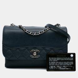 Pre Owned Chanel Blue Mini Calfskin Tramezzo Flap Bag