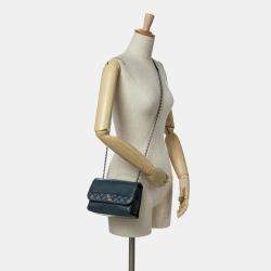 Pre Owned Chanel Blue Mini Calfskin Tramezzo Flap Bag