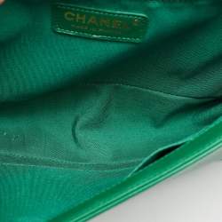 Chanel Green Quilted Leather New Medium Boy Flap Bag