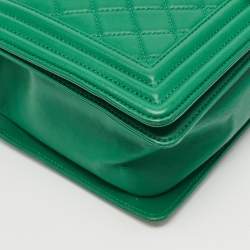 Chanel Green Quilted Leather New Medium Boy Flap Bag