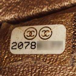 Pre Owned Chanel Gold Leather Mini Classic Camellia Flap Bag