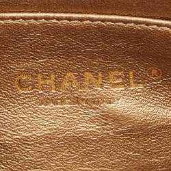 Pre Owned Chanel Gold Leather Mini Classic Camellia Flap Bag