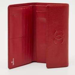 Chanel Red Caviar Leather CC Timeless Flap Wallet