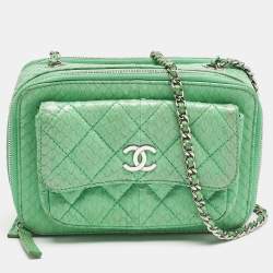 Chanel Green Python Mini Pocket Box Camera Case Bag