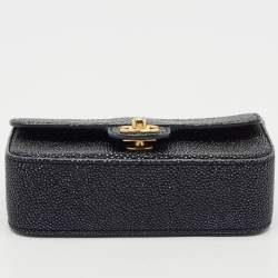 Pre Owned Chanel Black Stingray Mini Flap Bag