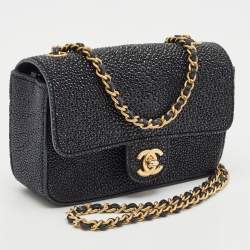 Pre Owned Chanel Black Stingray Mini Flap Bag