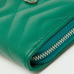 Chanel Green Quilted Leather Tassel Coin Zip Wallet