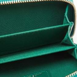 Chanel Green Quilted Leather Tassel Coin Zip Wallet