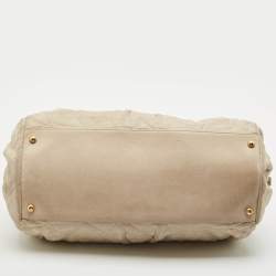 Pre Owned Chanel Off White Quilted Iridescent Leather Chic Quilt Bowling Bag
