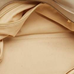 Pre Owned Chanel Off White Quilted Iridescent Leather Chic Quilt Bowling Bag