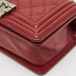 Chanel Red Caviar Quilted Leather Small Boy Flap Bag