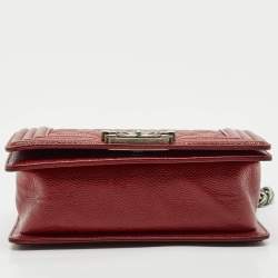 Chanel Red Caviar Quilted Leather Small Boy Flap Bag