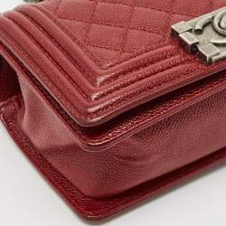 Chanel Red Caviar Quilted Leather Small Boy Flap Bag