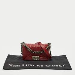 Chanel Red Caviar Quilted Leather Small Boy Flap Bag