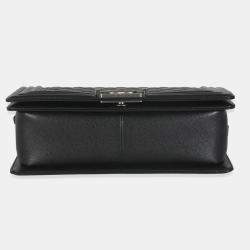 Chanel Black Quilted Leather Old Medium Boy Bag