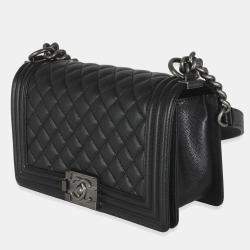 Chanel Black Quilted Leather Old Medium Boy Bag