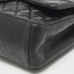 Pre Owned Chanel Black Quilted Lambskin Leather Maxi Classic Double Flap Bag