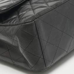 Pre Owned Chanel Black Quilted Lambskin Leather Maxi Classic Double Flap Bag