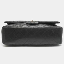 Pre Owned Chanel Black Quilted Lambskin Leather Maxi Classic Double Flap Bag