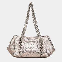 Chanel Silver Medium Metallic Calfskin Modern Chain Tote