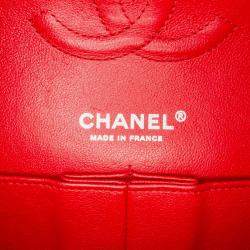 Chanel Red Classic Chevron Caviar Medium  Double Flap Bag