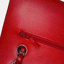Chanel Red Classic Chevron Caviar Medium  Double Flap Bag