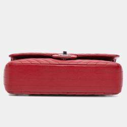 Chanel Red Classic Chevron Caviar Medium  Double Flap Bag