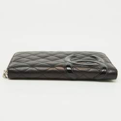Pre Owned Chanel Black Quilted Leather CC Cambon Ligne Zip Around Organizer Wallet