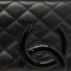 Pre Owned Chanel Black Quilted Leather CC Cambon Ligne Zip Around Organizer Wallet