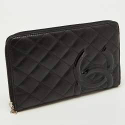 Pre Owned Chanel Black Quilted Leather CC Cambon Ligne Zip Around Organizer Wallet