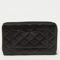 Pre Owned Chanel Black Quilted Leather CC Cambon Ligne Zip Around Organizer Wallet