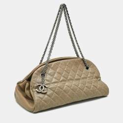Chanel Olive Green Quilted Caviar Medium Just Mademoiselle Bowler Bag