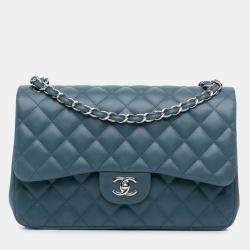Chanel Blue Jumbo Classic Lambskin Double Flap