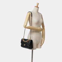 Chanel Black CC Quilted Lambskin Chain Link Flap