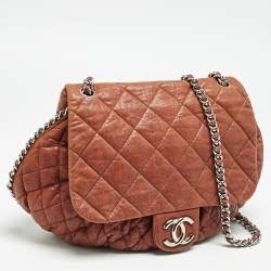 Chanel Brown Washed Quilted Leather Large Chain Around Messenger Bag