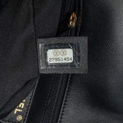 Pre Owned Chanel Navy Blue Medium Tweed Pearl Handle Flap