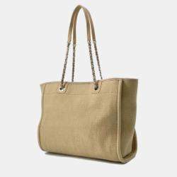 Pre Owned Chanel Beige Canvas Deauville Tote Bag
