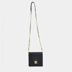 Pre Owned Chanel Black/Off-White Leather Chic Pearl Shoulder Bag