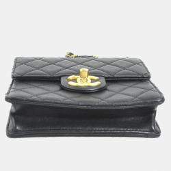 Pre Owned Chanel Black/Off-White Leather Chic Pearl Shoulder Bag