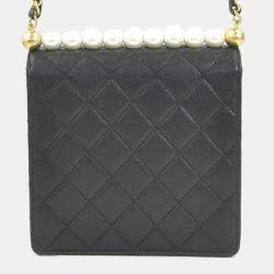 Pre Owned Chanel Black/Off-White Leather Chic Pearl Shoulder Bag
