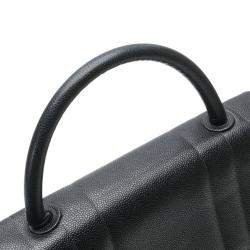 Pre Owned Chanel Black Leather Vertical Quilt Top Handle Bag