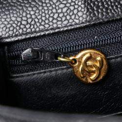 Pre Owned Chanel Black Leather Vertical Quilt Top Handle Bag