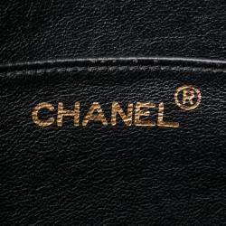 Pre Owned Chanel Black Leather Vertical Quilt Top Handle Bag