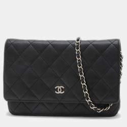 Chanel Black Lambskin Classic Wallet on Chain 